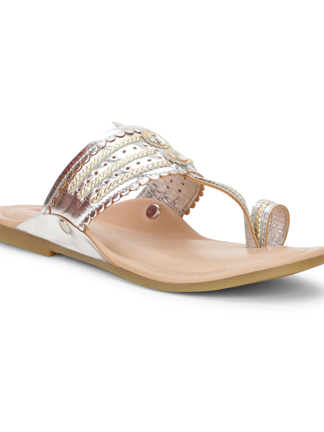 Bata Women Silver Casual Toe Ring Flats - Silver - View 5