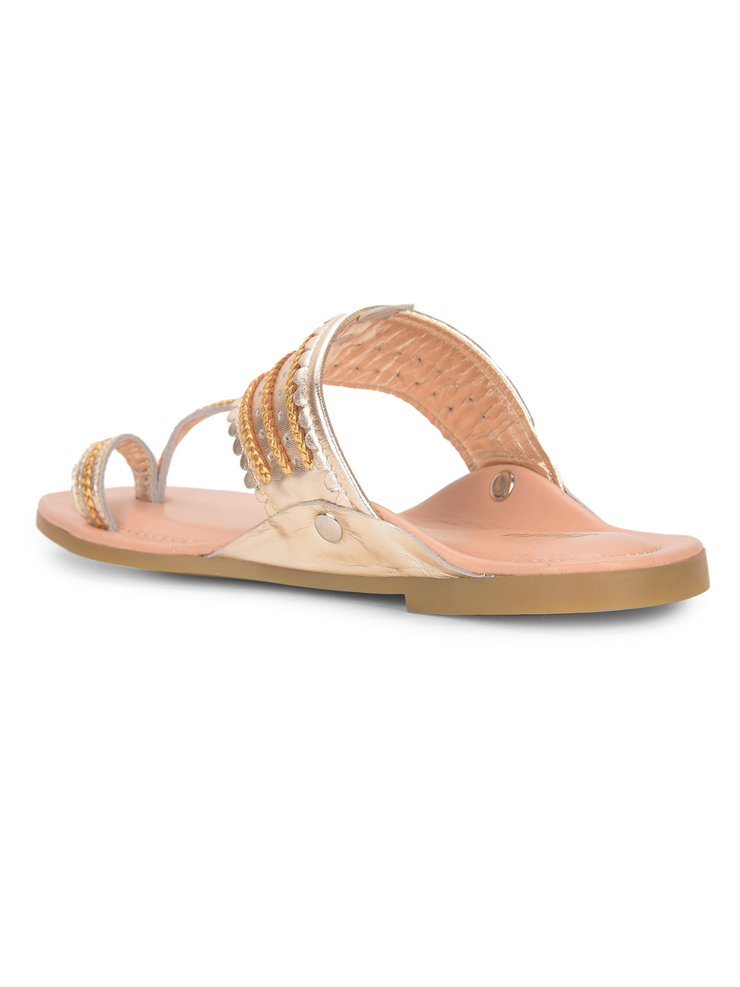 Bata Women Rose Gold Casual Toe Ring Flats - Rose Gold - View 3