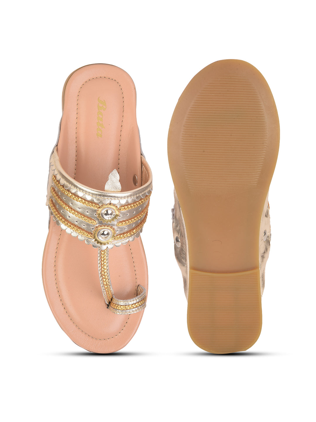 Bata Women Rose Gold Casual Toe Ring Flats - Rose Gold - View 4
