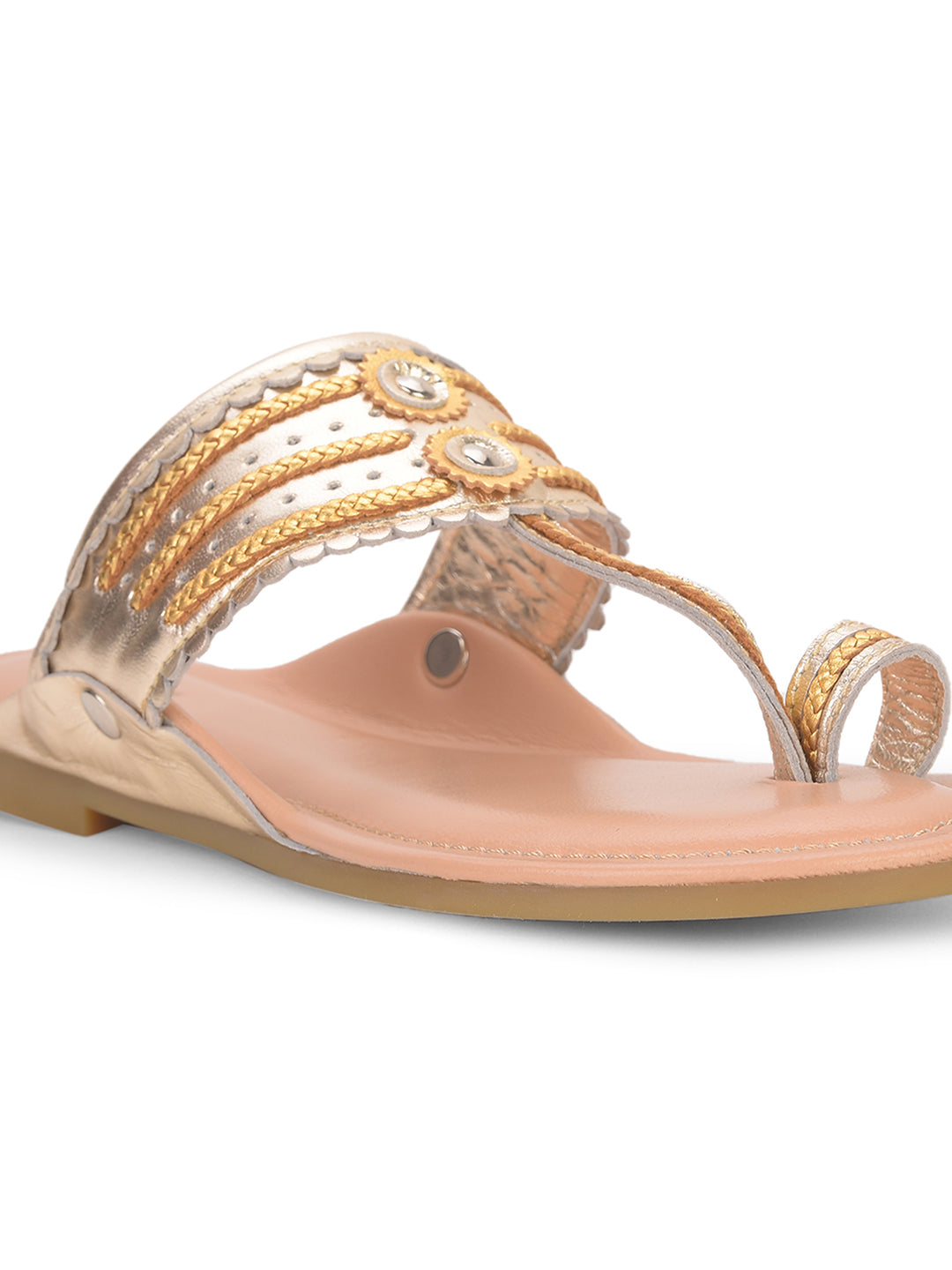 Bata Women Rose Gold Casual Toe Ring Flats - Rose Gold - View 5