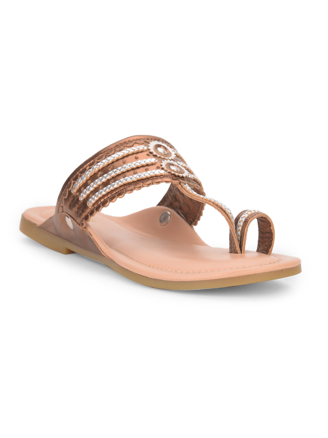 Bata Women Copper Casual Toe Ring Flats - Copper - View 1