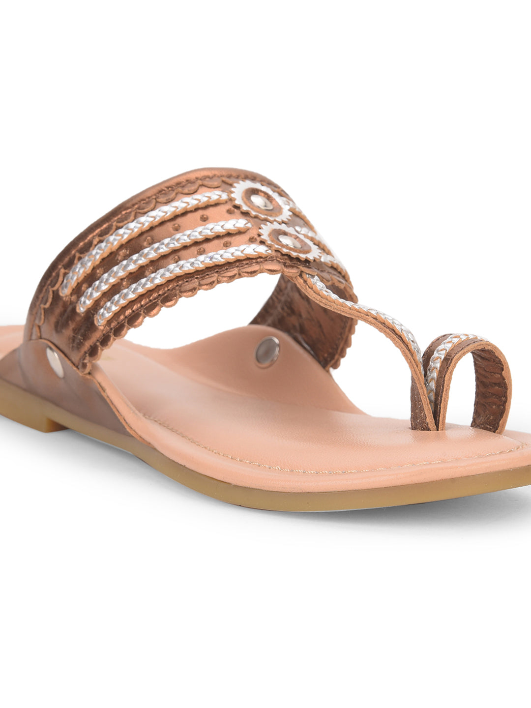 Bata Women Copper Casual Toe Ring Flats - Copper - View 5