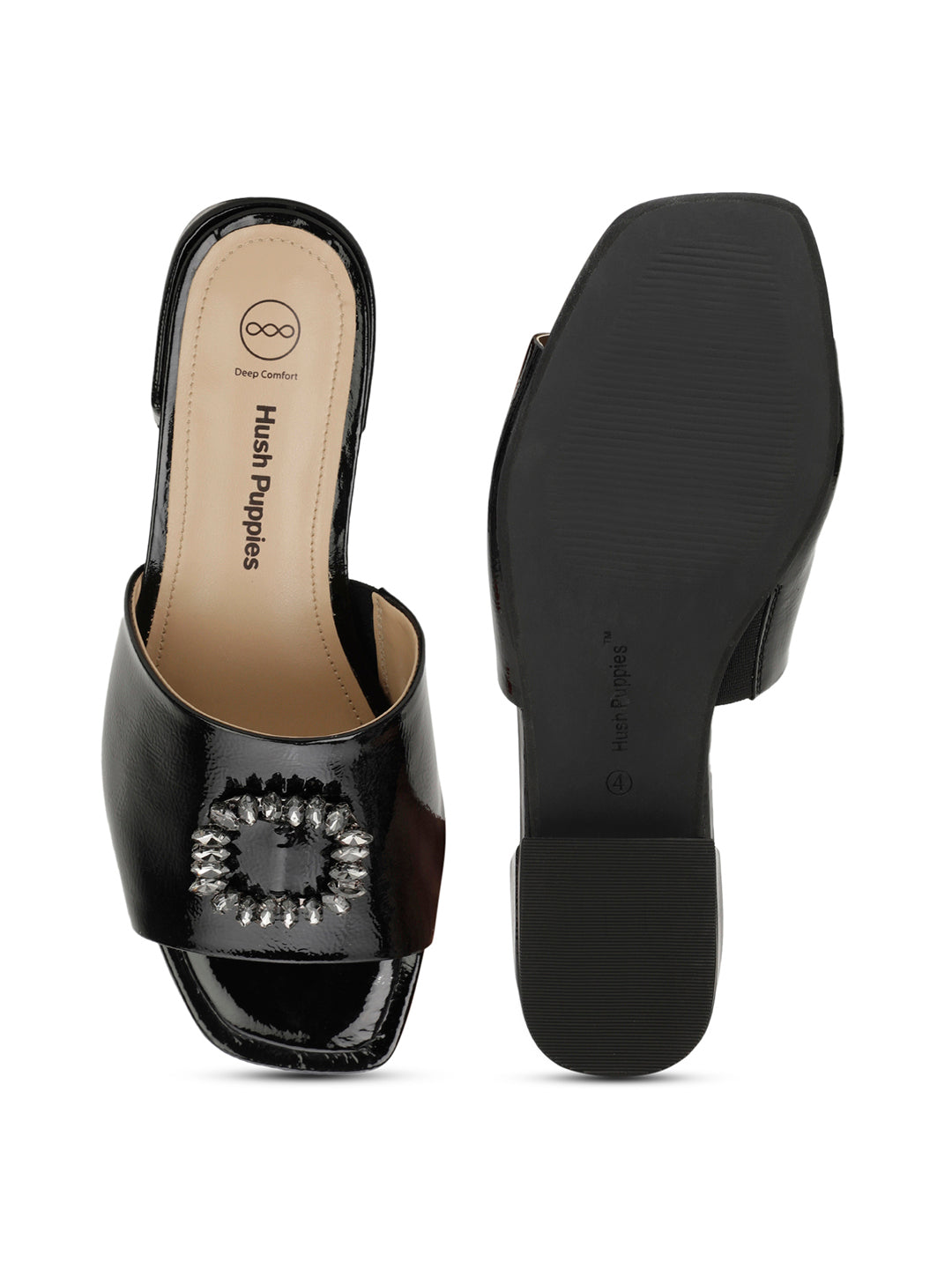 Hush Puppies Women Black Block Heel Mule Sandal - Black - View 4