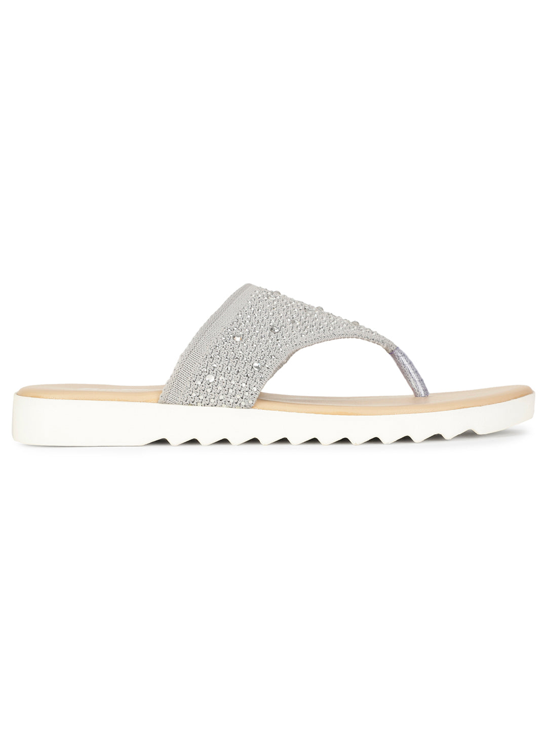 Bata Women Grey Casual Thong Flats - Grey - View 2
