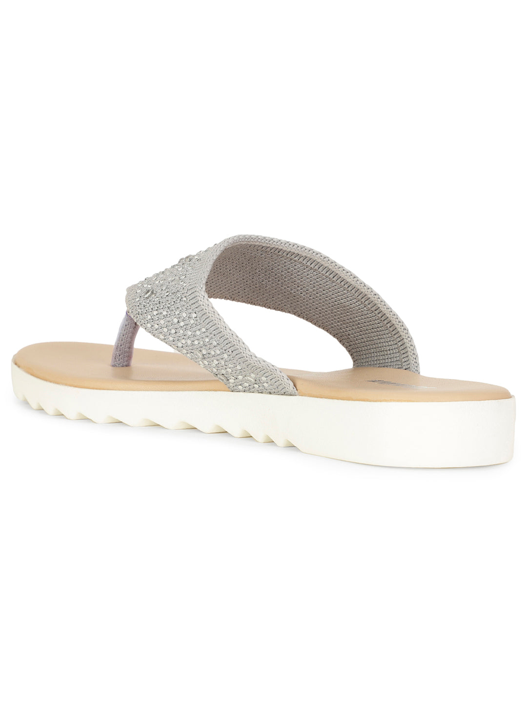 Bata Women Grey Casual Thong Flats - Grey - View 3