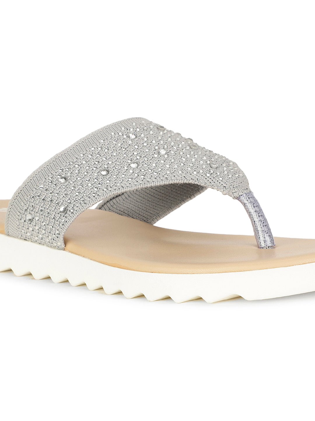 Bata Women Grey Casual Thong Flats - Grey - View 5