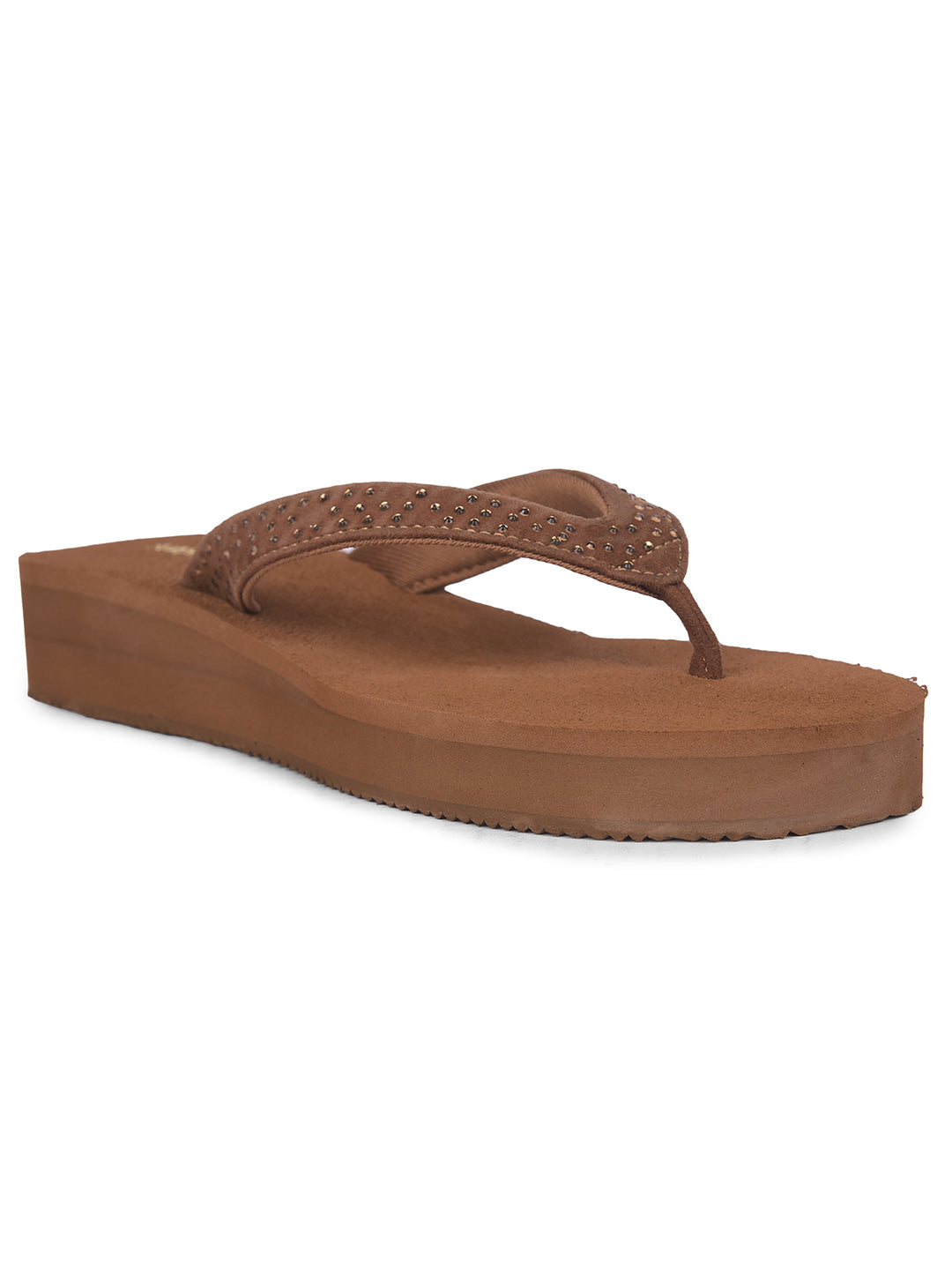 Bata Women Tan Platform Heel Thong Sandal - Tan - View 1