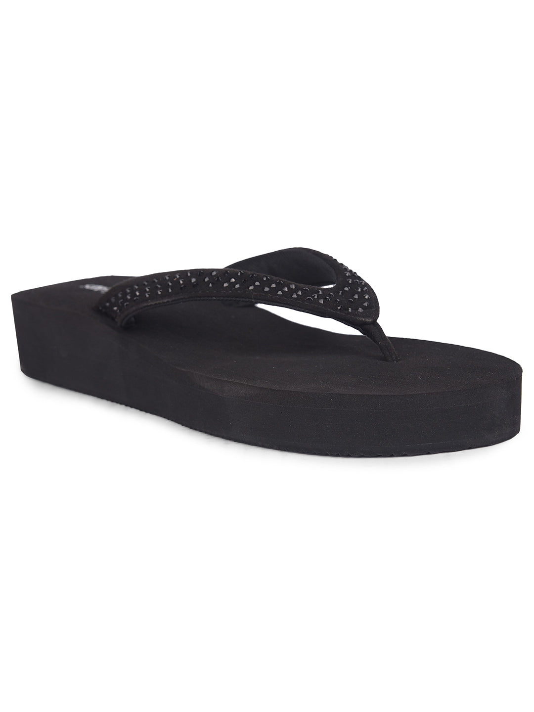Bata Women Black Platform Heel Thong Sandal - Black - View 1