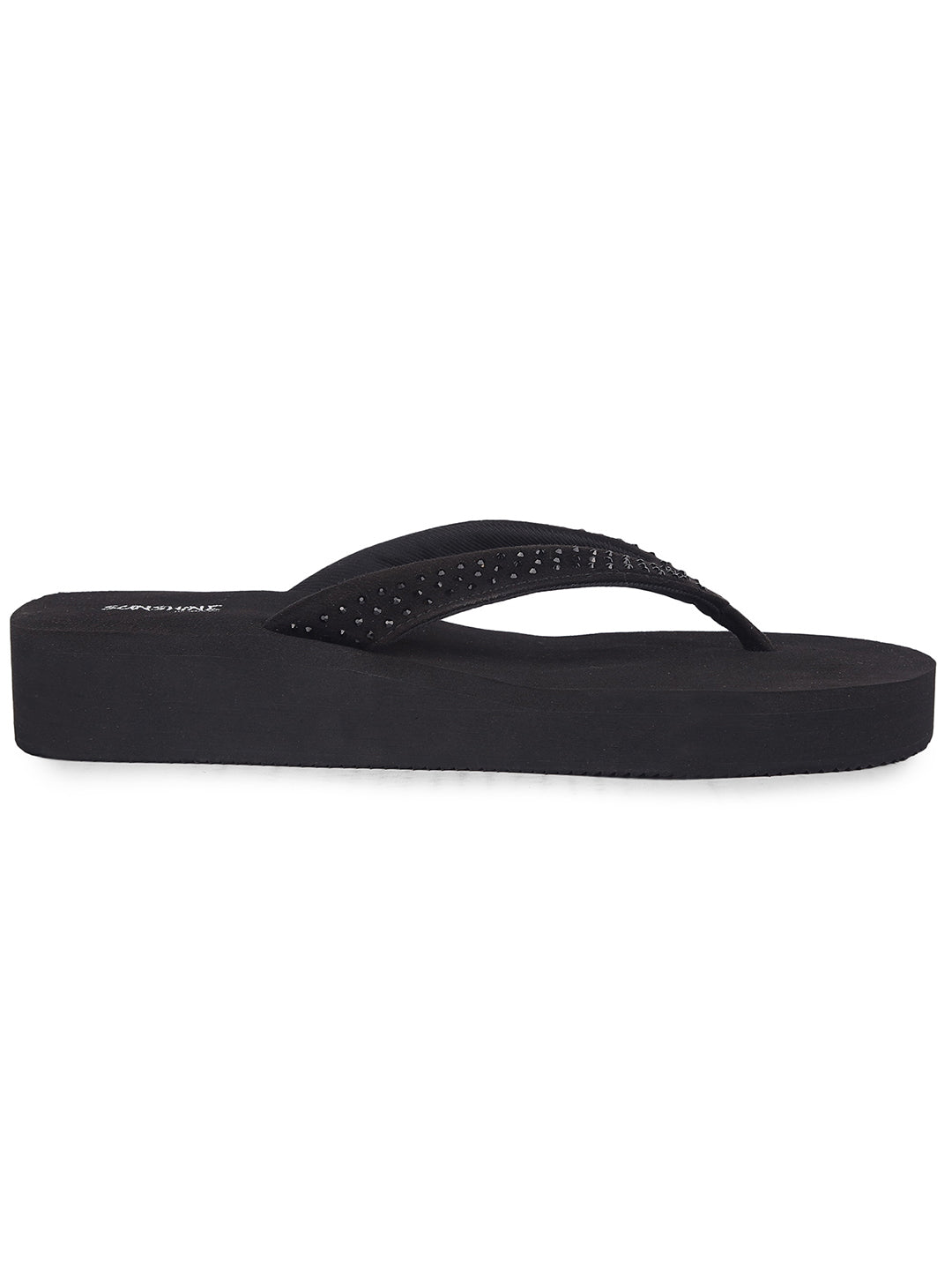 Bata Women Black Platform Heel Thong Sandal - Black - View 2