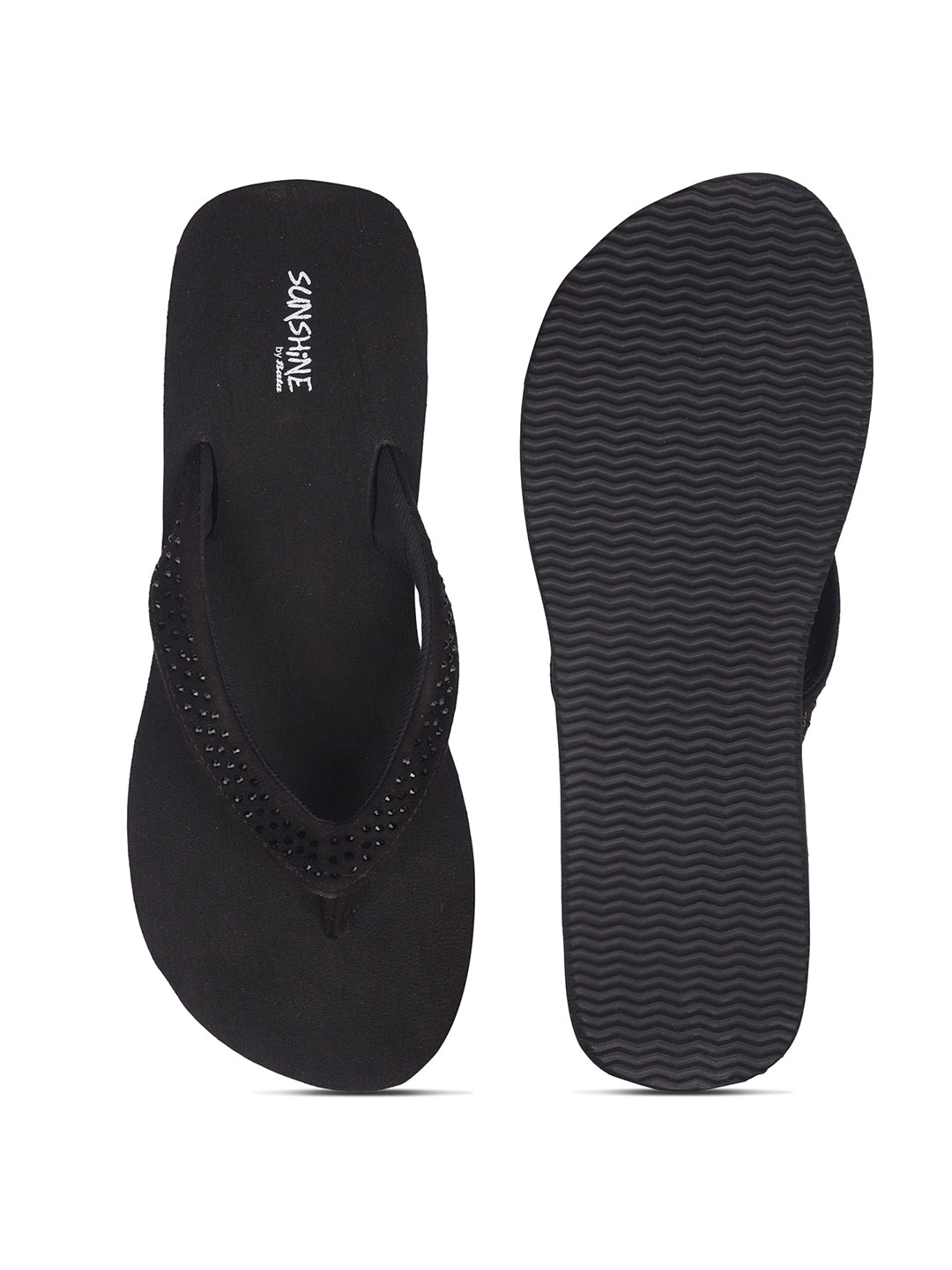 Bata Women Black Platform Heel Thong Sandal - Black - View 4
