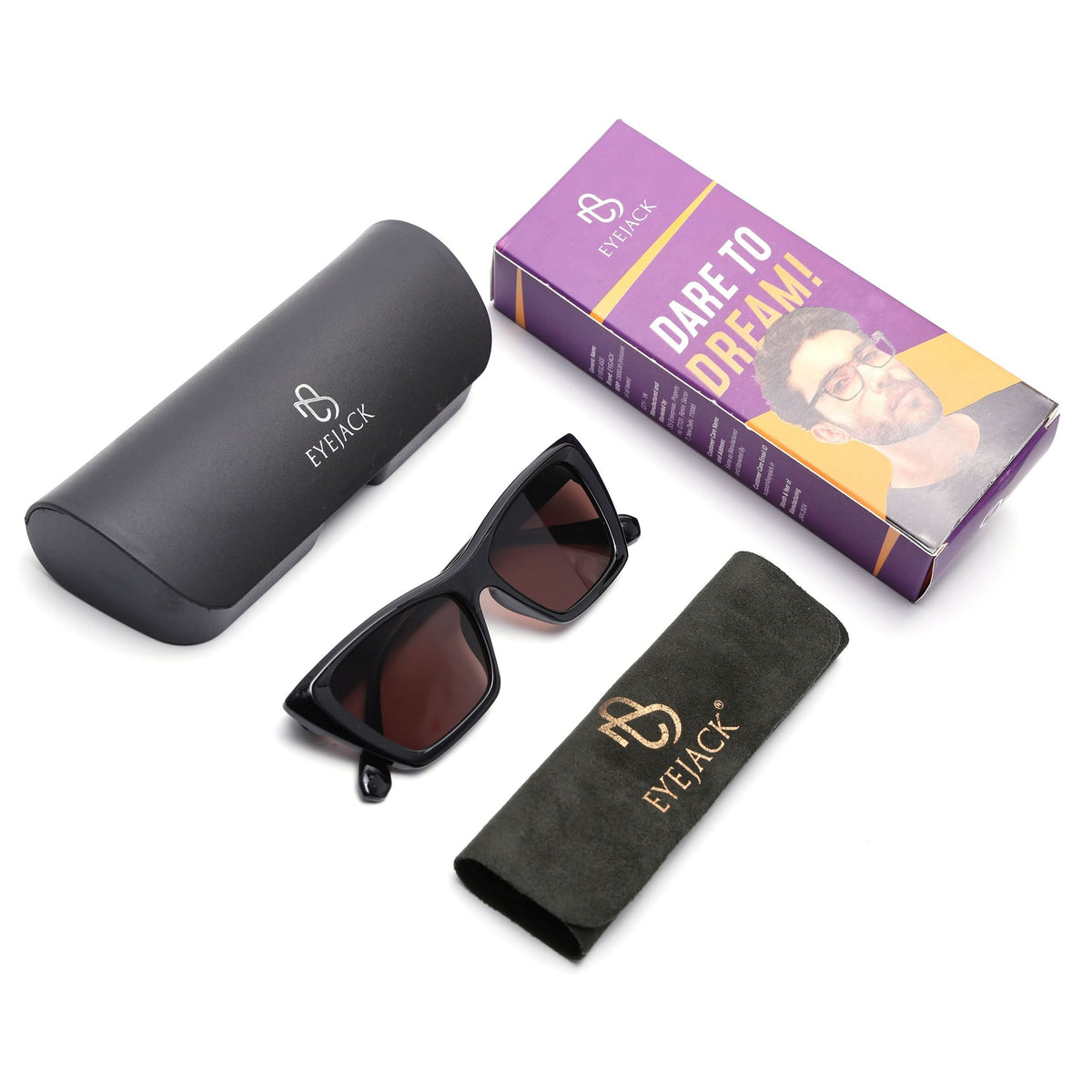 Eyejack Black Cateye Sunglasses for Men and Women - Style 1107 - detail view