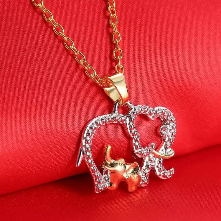 Elegant Elephant Pendant Necklace with Gold-Tone Alloy Chain & Wish Card – Valentine Special Gift for Girls & Women MK Collections