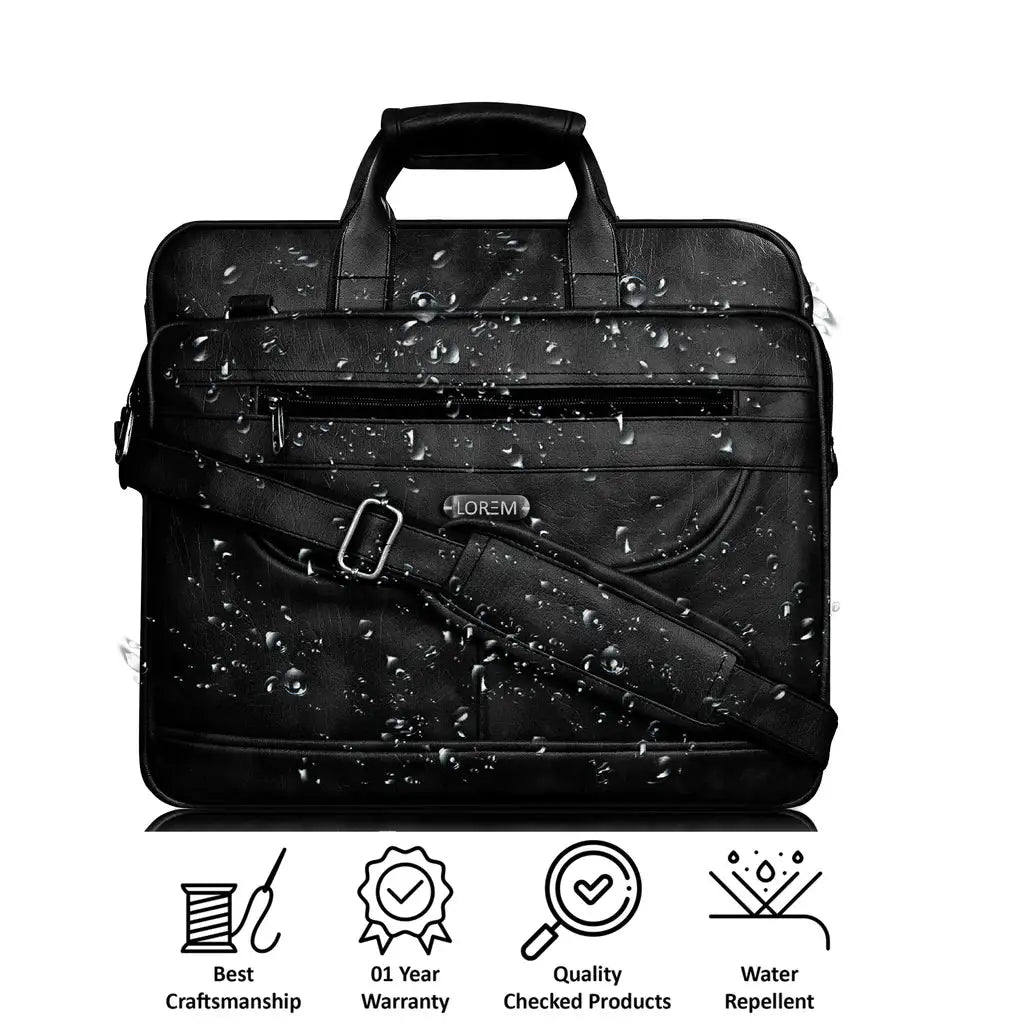 LOREM Black Color Faux Leather 28L Messenger Bag For Men (BG22) LOREM