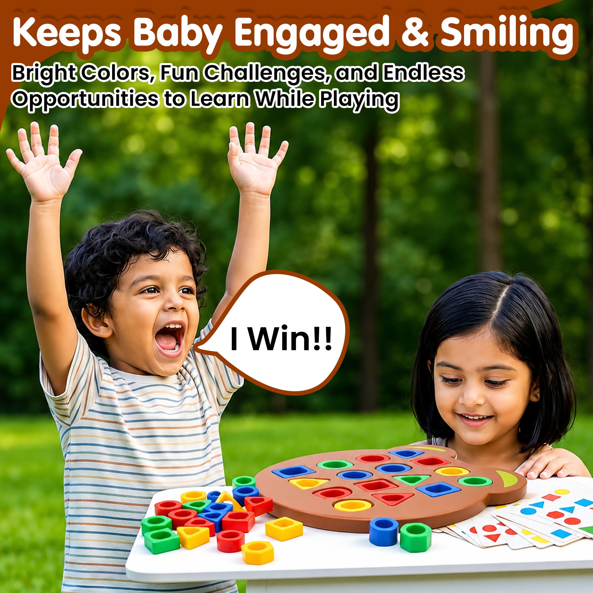 Kidology Geometric Shape and Color Matching Puzzle Board Game with Bell for Kids 3+ Years | Sensory Educational, Fun and Learning Toy for Children | Ideal for Gifting, Multicolor
