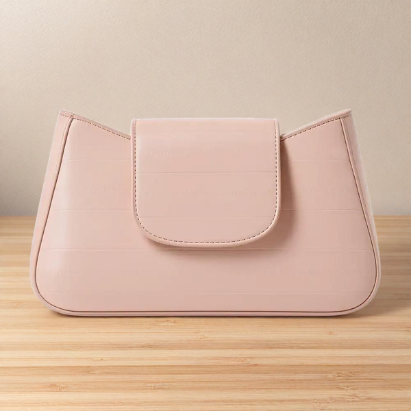 Blush Braided Handle Shoulder Bag with Chain Detail