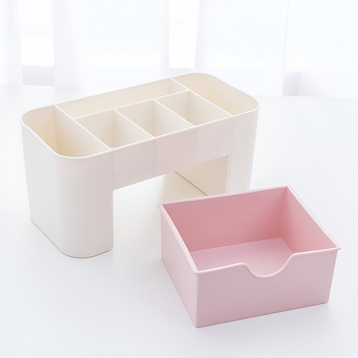 Multi-Compartment Desk Makeup Organizer with Drawer with Stylish Storage Box for Cosmetics, Jewelry & Accessories HP DD