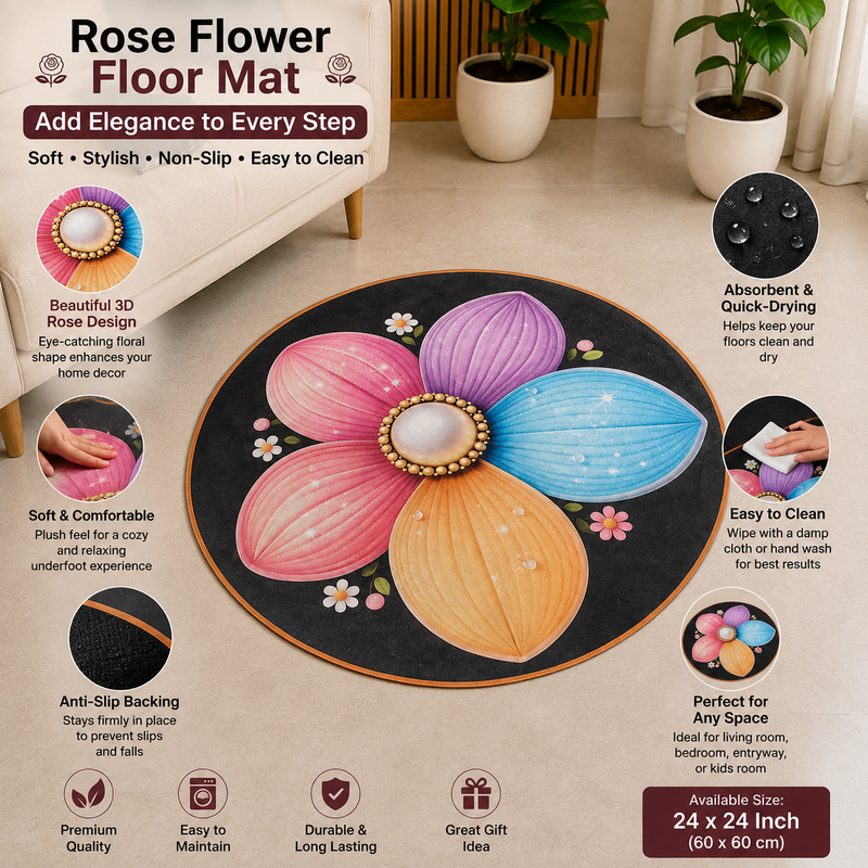 25X25 Inches Modern Decorative Door Mat | Water Absorbent Floor Mat for Living Room.