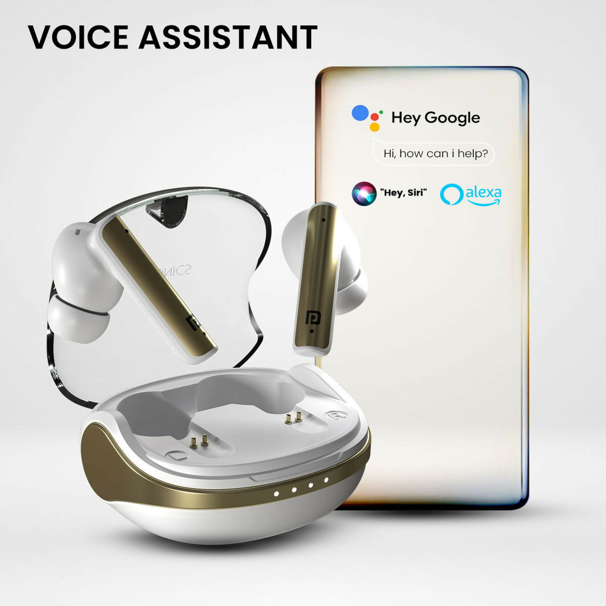 Portronics Harmonics Twins S7 TWS Earbuds, 35H Playtime, ENC, Bluetooth 5.3, Type-C – White