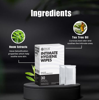 Skin Elements Intimate Hygiene Unisex Wipes | Pack of 30 Individually Wrapped Wipes | pH-Balanced with Tea Tree Oil | Controls Bad Odor | Travel-Friendly & Gentle Cleansing for Daily Freshness