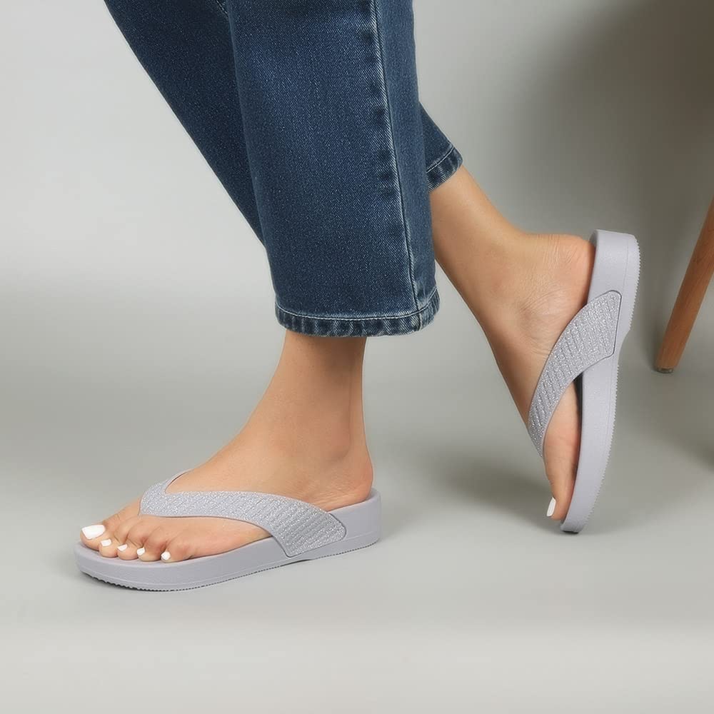 Indifeet Comfortable Thong Chappals for Women - Grey - Image 3