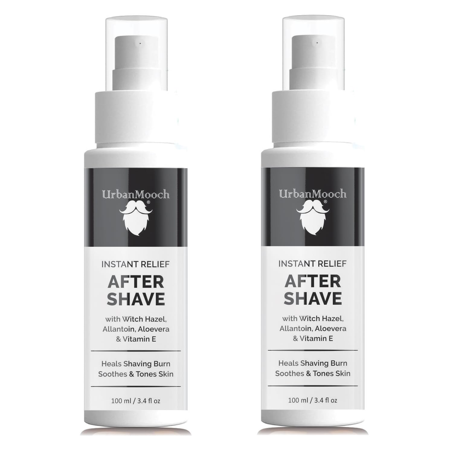 UrbanMooch Instant Relief After Shave Lotion for Men with Witch Hazel Extract | Allantoin and Vitamin E | Natural and Organic Soothing to Prevent Razor Burn | Chemical Free |100ml each (Pack of 2) Lohiya Retails