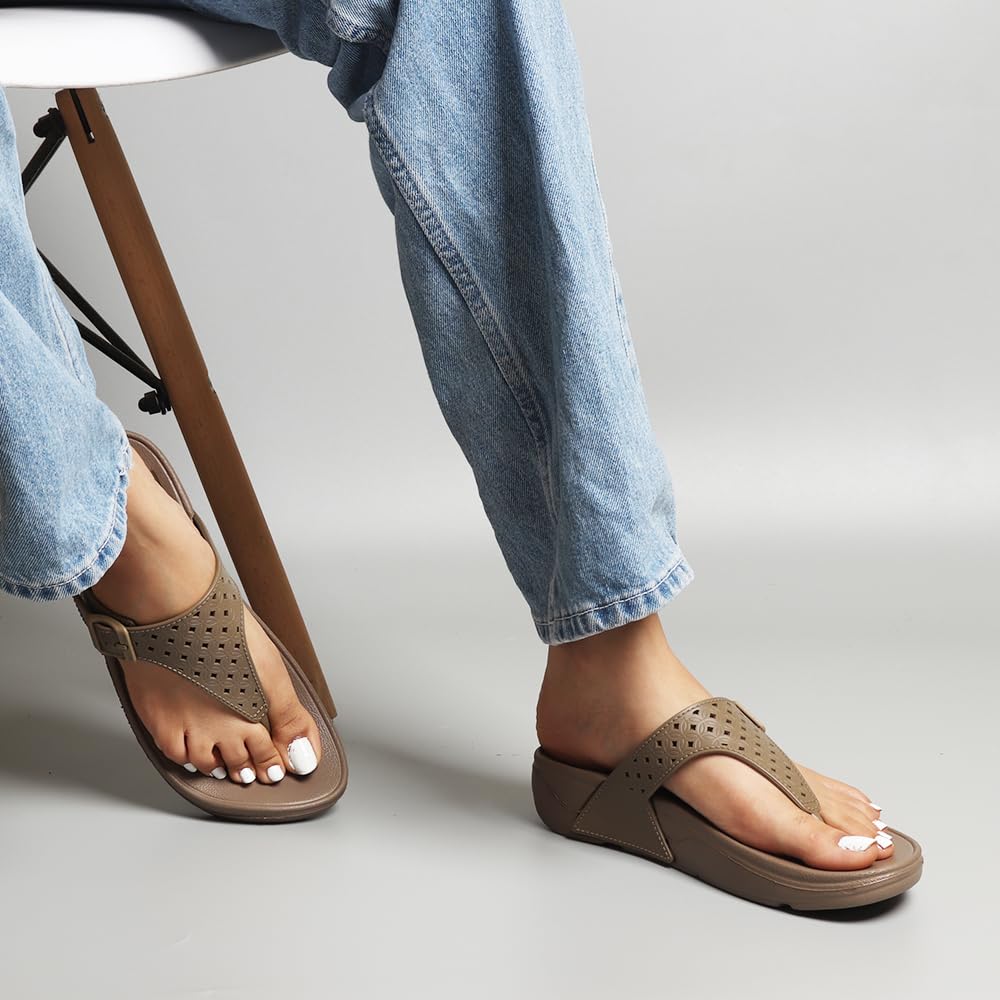 Indifeet Casual Thong Chappals for Women - Brown - Image 9