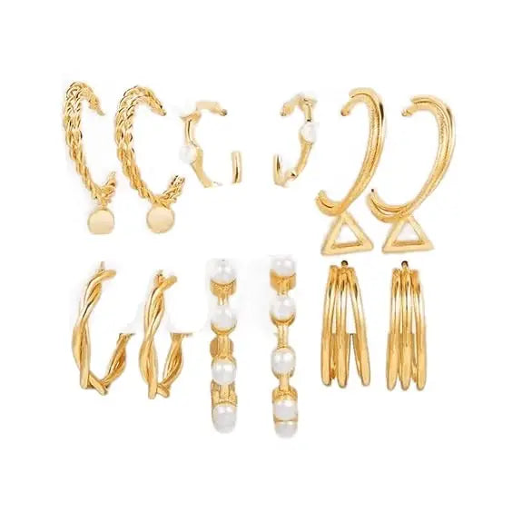 Pinapes Latest Stylish Design Metal Earrings for Women and Girls (Set of 9) pinapes