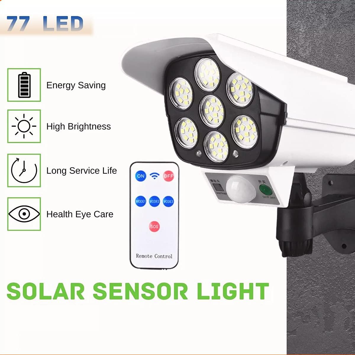 Camera designed Solar Powered Motion Sensor Light with Remote Control Cheshtha
