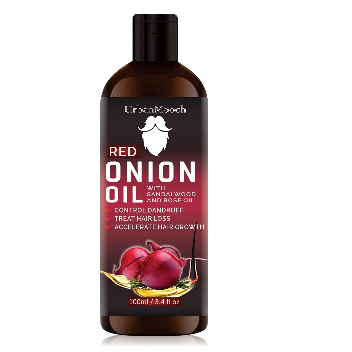 UrbanMooch Red Onion Hair Oil For Hair Growth & Hair Fall Control | Natural Hair Growth Oil With Red Onion Extract | No Parabens Or Mineral Oils-100Ml Lohiya Retails