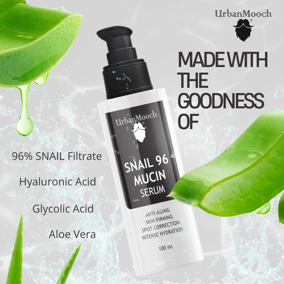 UrbanMooch Korean Skincare Kit for Men | Rice Water Face Wash & Snail Mucin Serum Combo – Skin Brightening, Hydrating & Anti-Aging – Gentle Cleansing + Deep Repair – 100ml + 100ml Lohiya Retails