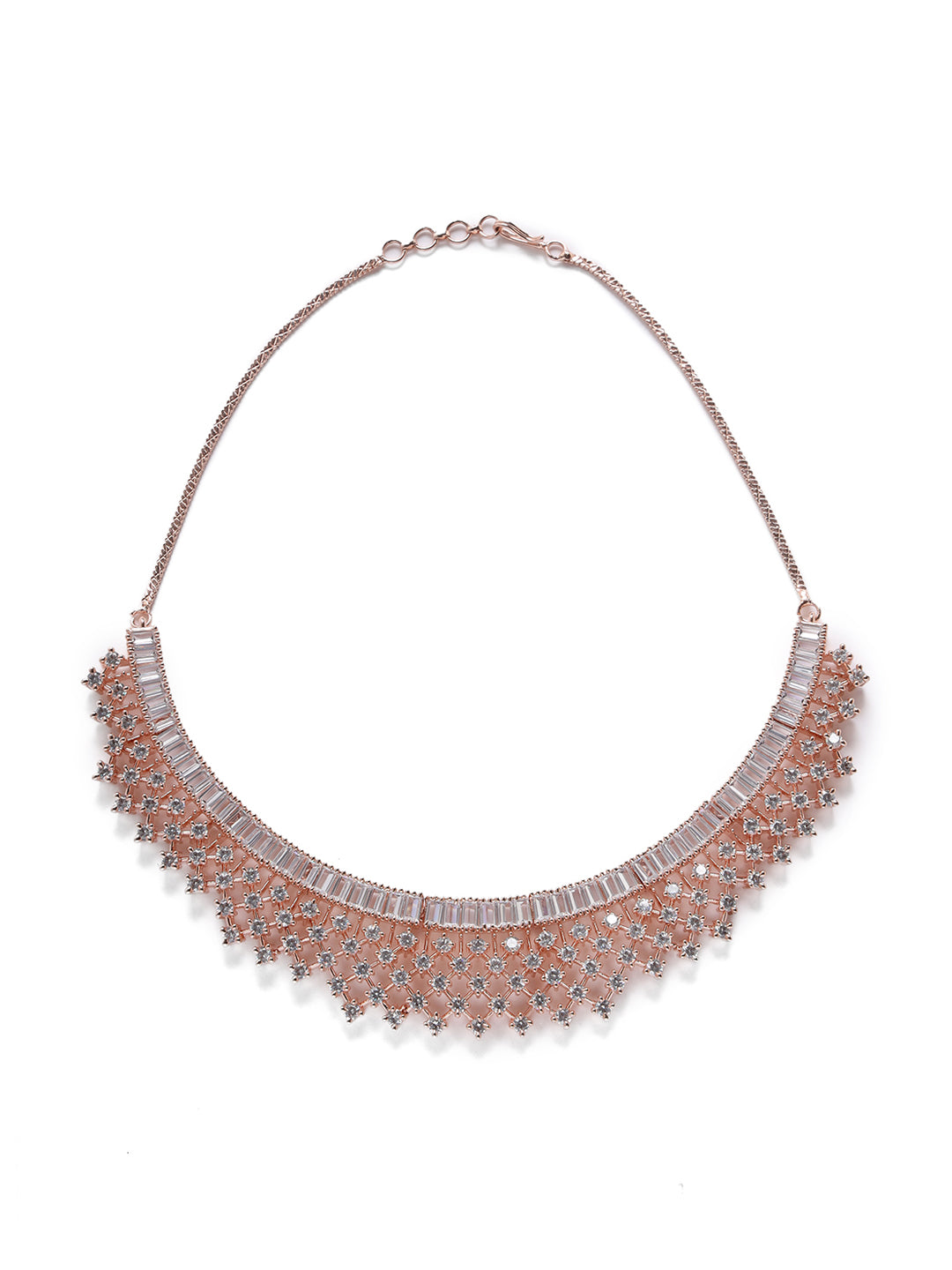 American Diamond Rose Gold Plated Ethnic Jewellery Set