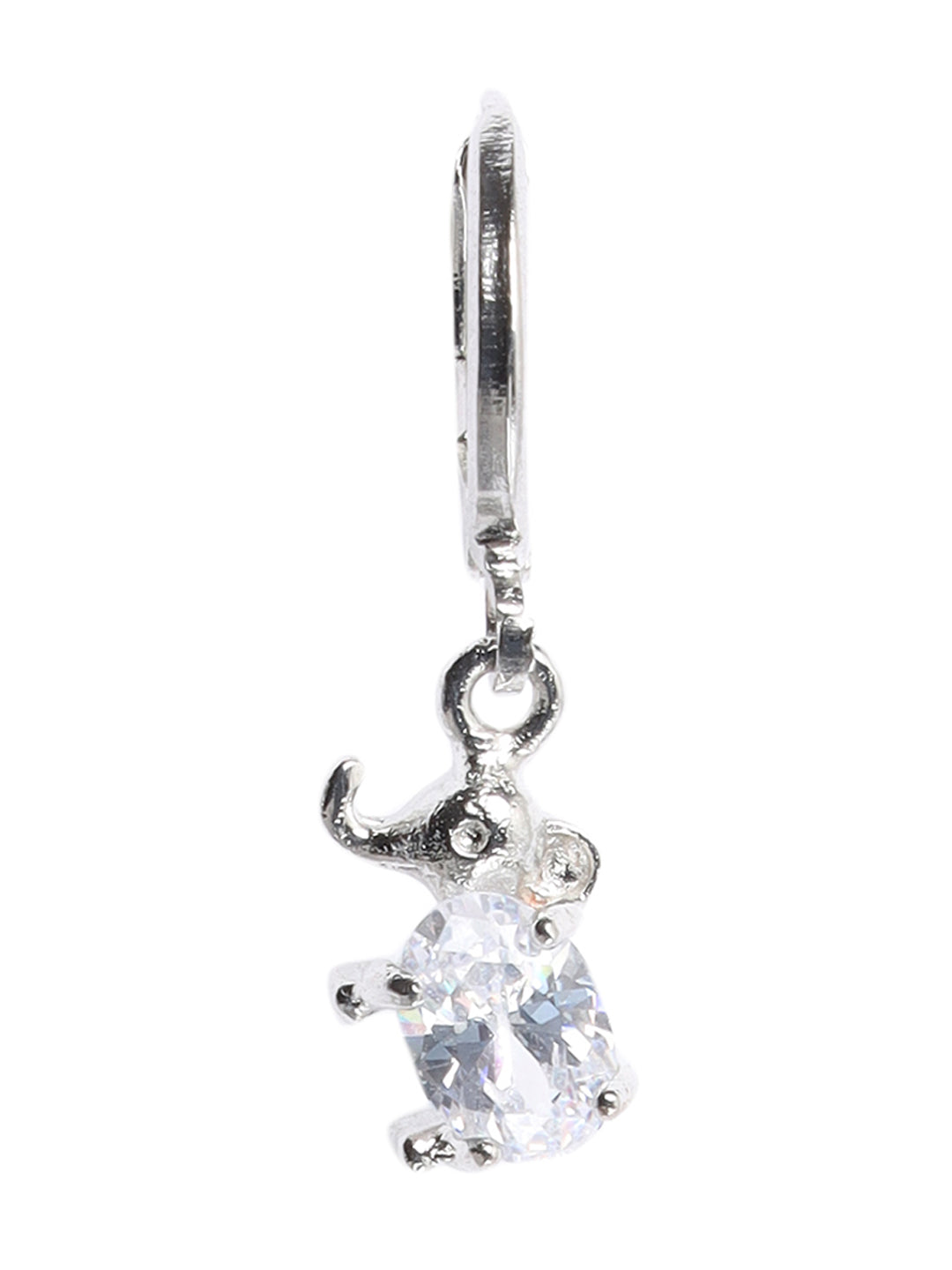 Set Of 2 Rose Gold American Diamond Studded & Silver Plated Drop Earring