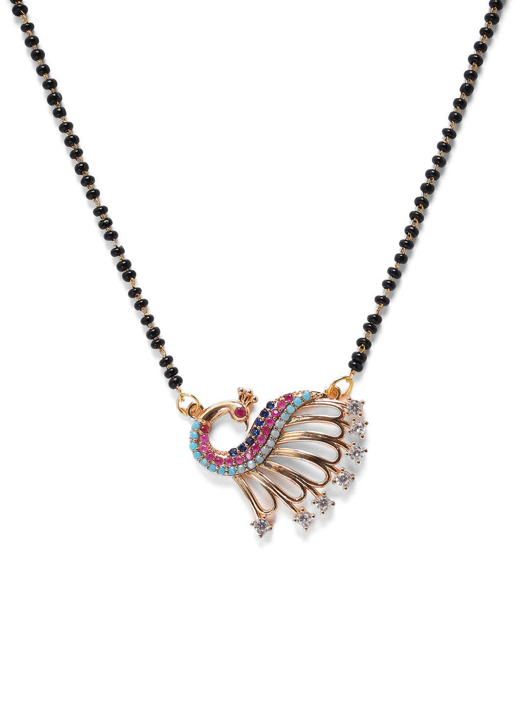 Set Of 2 American Diamond Rose Gold Plated Mangalsutra Set