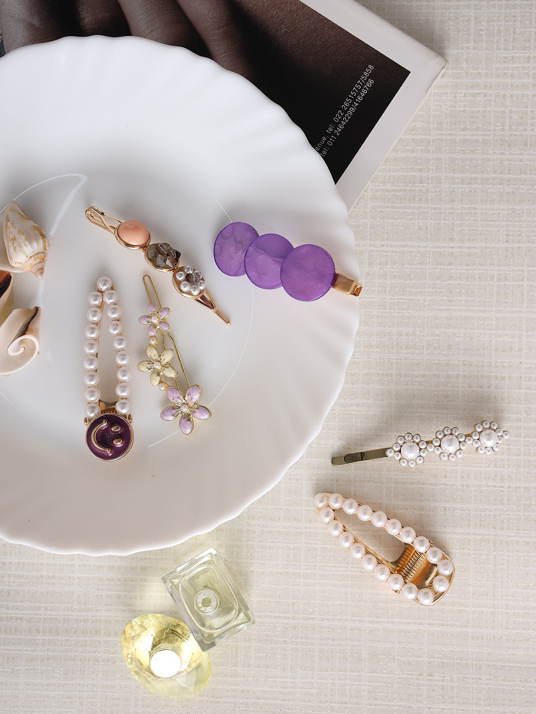 Multi-Color Gold Plated Set Of 6 Alligator Hair Clip