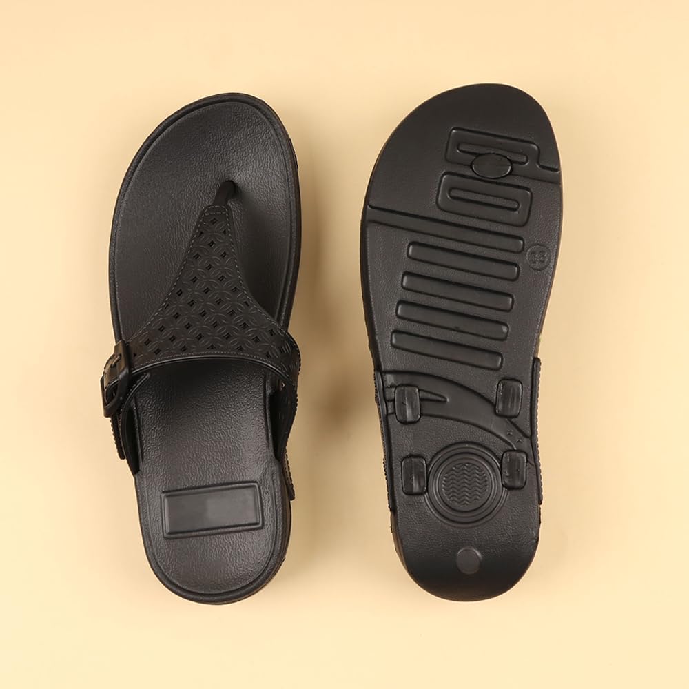 Indifeet Casual Thong Chappals for Women - Black - Image 5