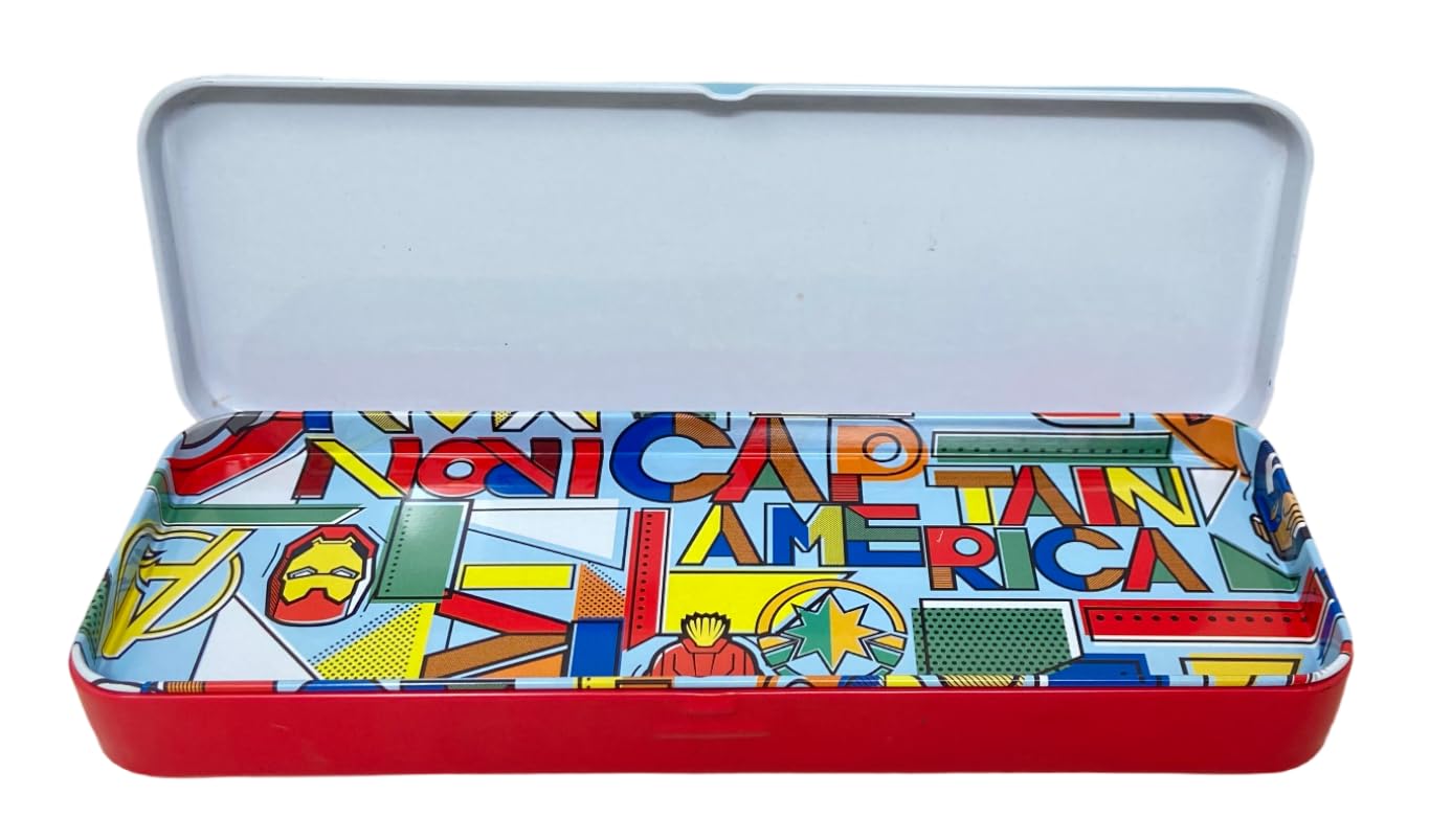 QIPS by HMI AVENGERS & Disney Double Layer Stationary Organizer for Kids Metal Pencil Box.