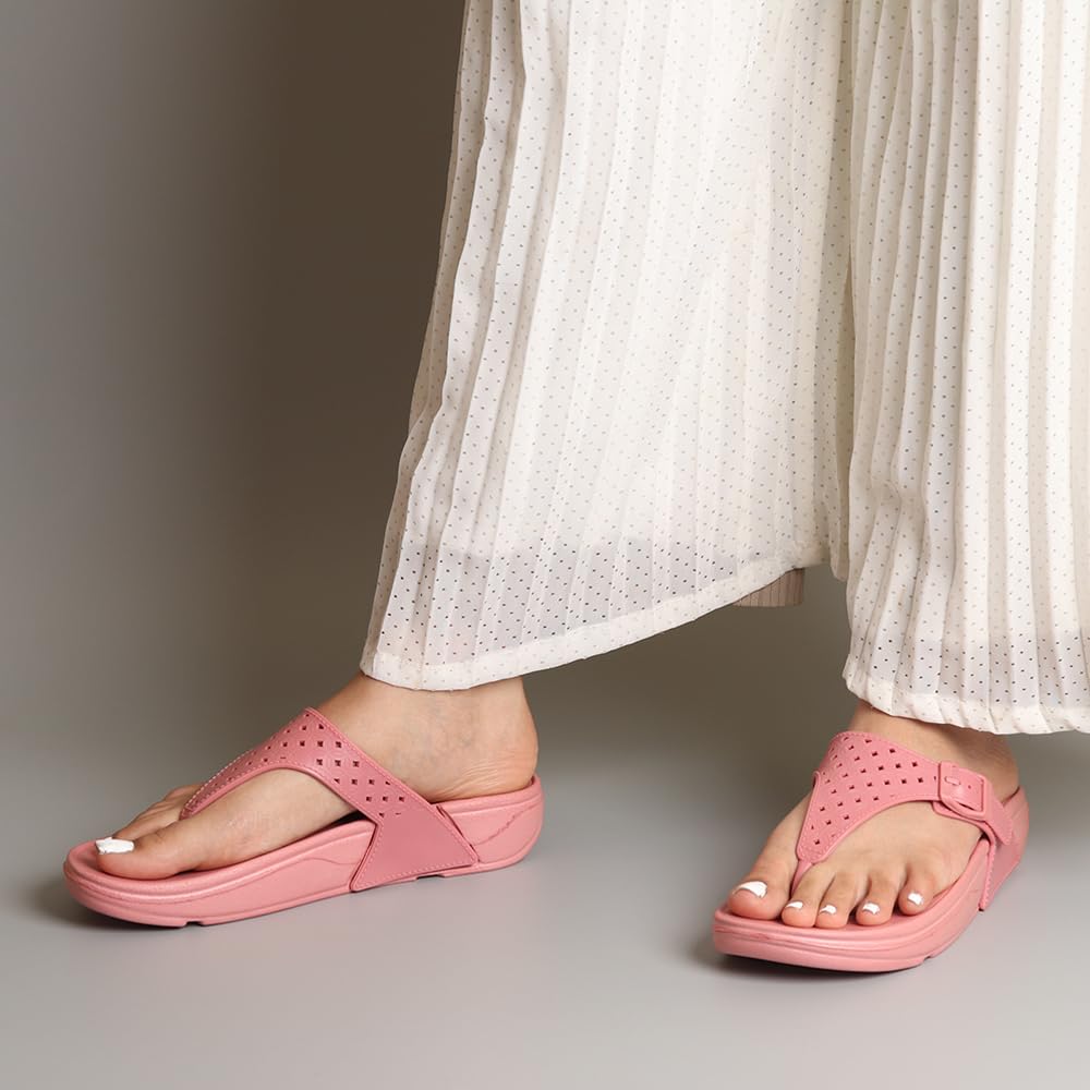 Indifeet Casual Thong Chappals for Women - Pink - Image 25