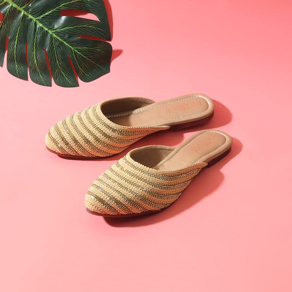 Indifeet Traditional Mules for Women - Yellow - View 2