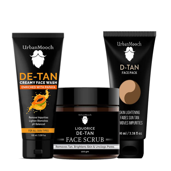 UrbanMooch Skin Brightening & Lightening Detan Facial Kit - Detan Facewash, Detan Face Scrub & Detan Face Pack Lohiya Retails