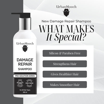 UrbanMooch Damage Repair Hair Care Kit For Men, Shampoo 200ml, Conditioner 200ml, Hair Serum 50ml, Silicone-Free, Paraben-Free Lohiya Retails