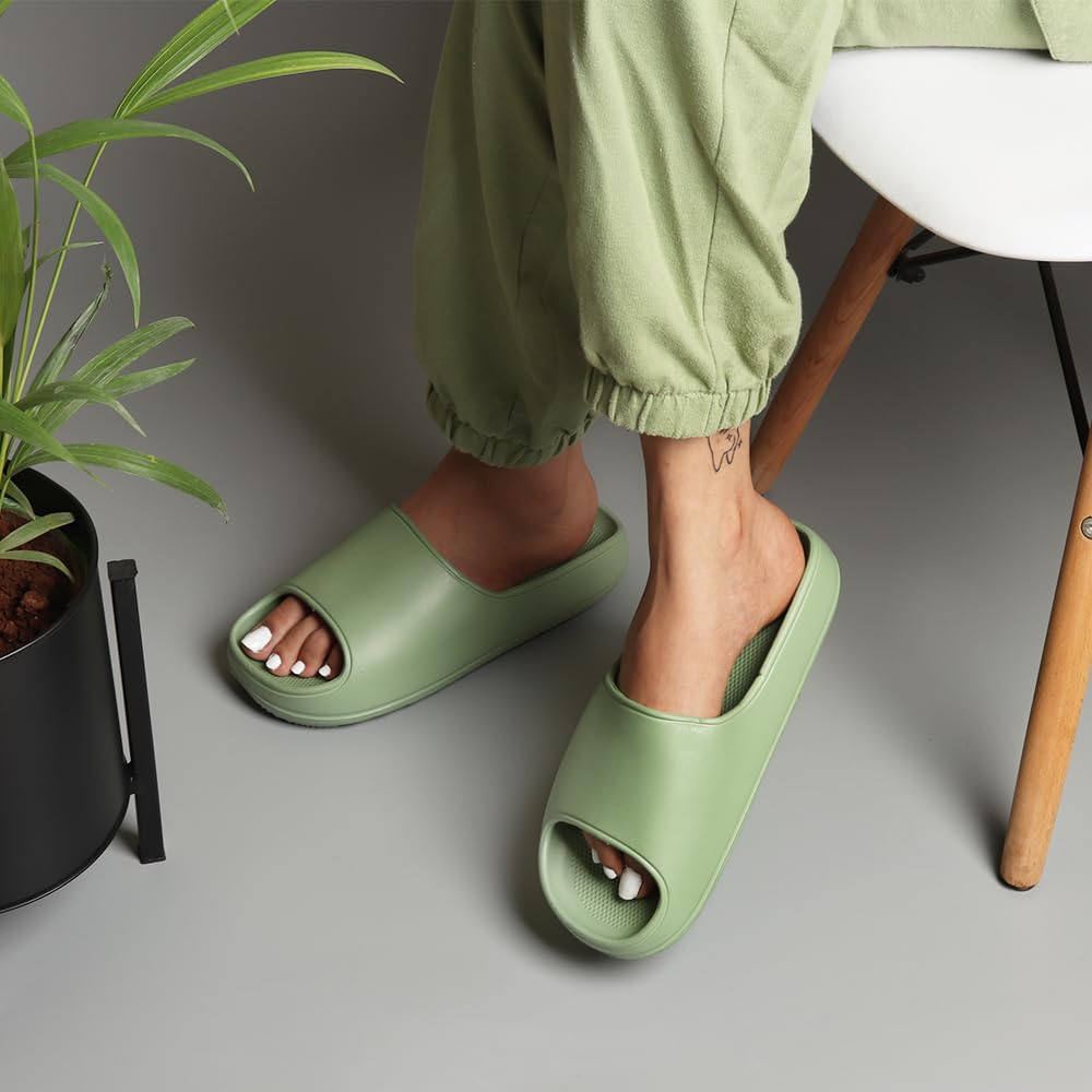 Indifeet Casual Sliders for Women - Green - Image 3