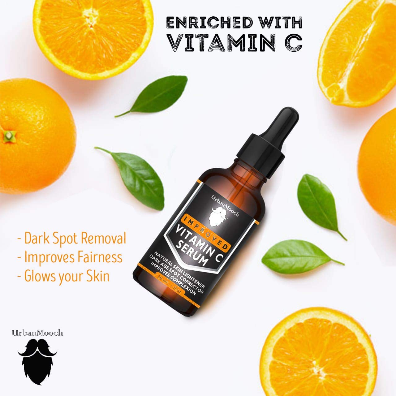 UrbanMooch 10% Vitamin C Face Serum | With Vitamin C, 5% Niacinamide & Hyaluronic Acid | Fades Dark Spots | Reduces Pigmentation | Boosts Collagen | Brightens Skin | Suitable For All Skin Types | 30ml Lohiya Retails