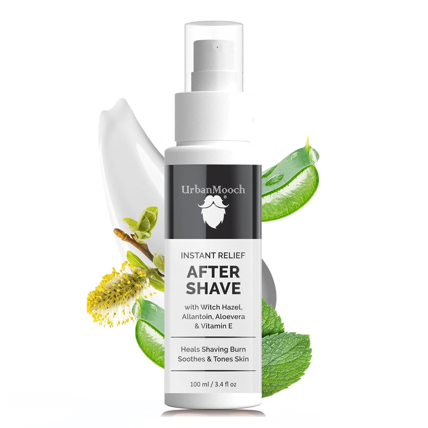 UrbanMooch Instant Relief After Shave Lotion for Men with Witch Hazel Extract | Allantoin and Vitamin E | Natural and Organic Soothing to Prevent Razor Burn | Chemical Free |100ml each (Pack of 2) Lohiya Retails