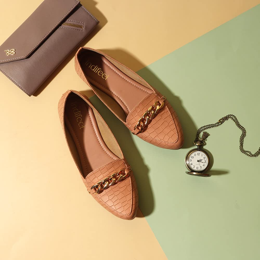 Indifeet Ballerina Shoes for Women - Peach - View 2