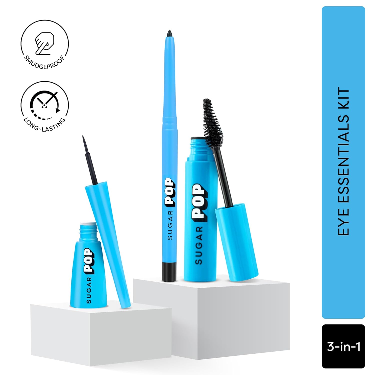 SUGAR SUGAR POP Eye Essentials - Longwear Kajal 01 Black, Matte Eyeliner 01 Black & Volumizing Mascara (697)