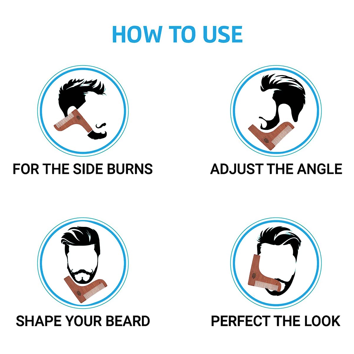 UrbanMooch Red Sandalwood Beard Shaper Comb For Men | Beard Shaping Tool For Best Shape Of Beard | Sandalwood Hair Comb | Style Your Beard Your Way At Home Lohiya Retails