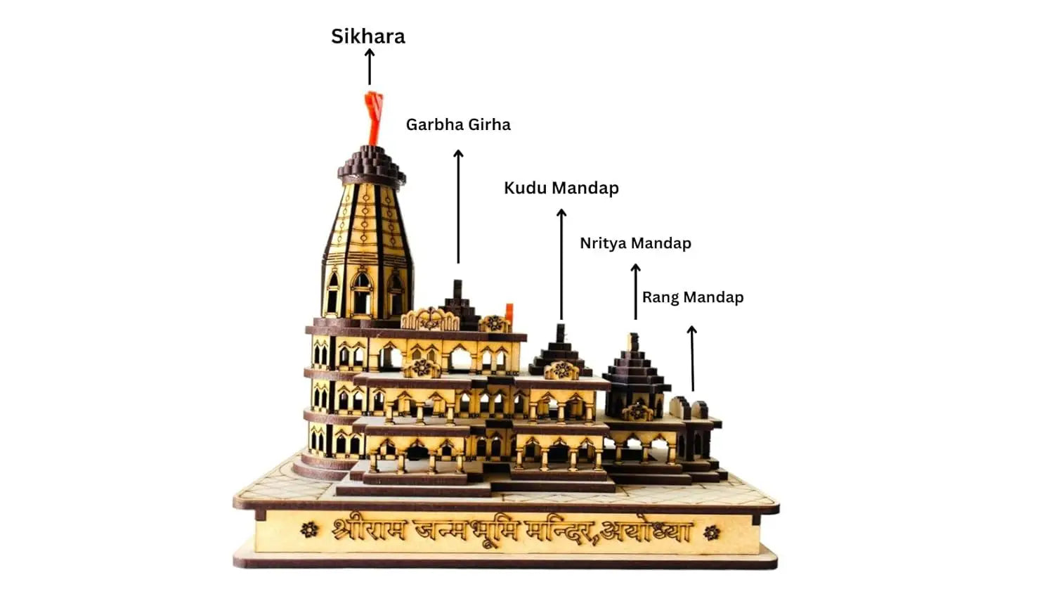 Shri Ram Ayodhya Mandir Exclusive 3D Wooden Janmabhoomi Temple Santarms