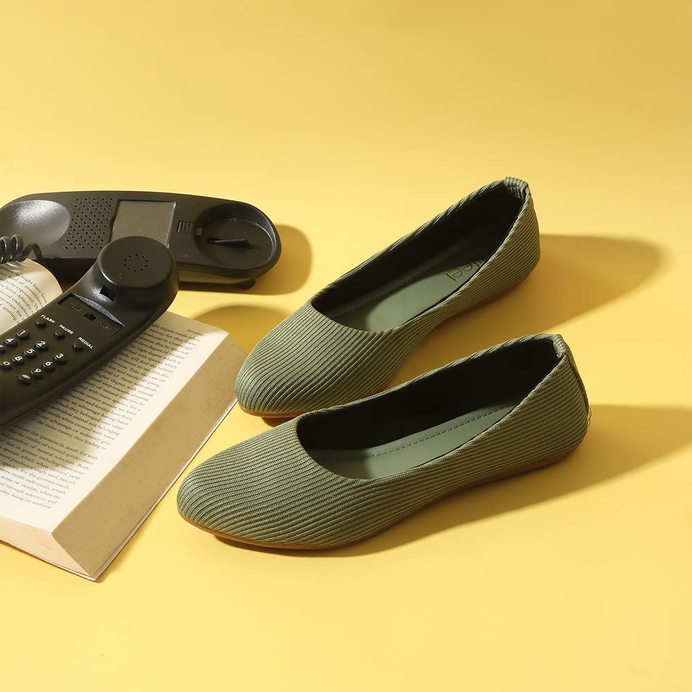 Indifeet Casual and Comfortable Ballerina Flats for Women - Green - View 2