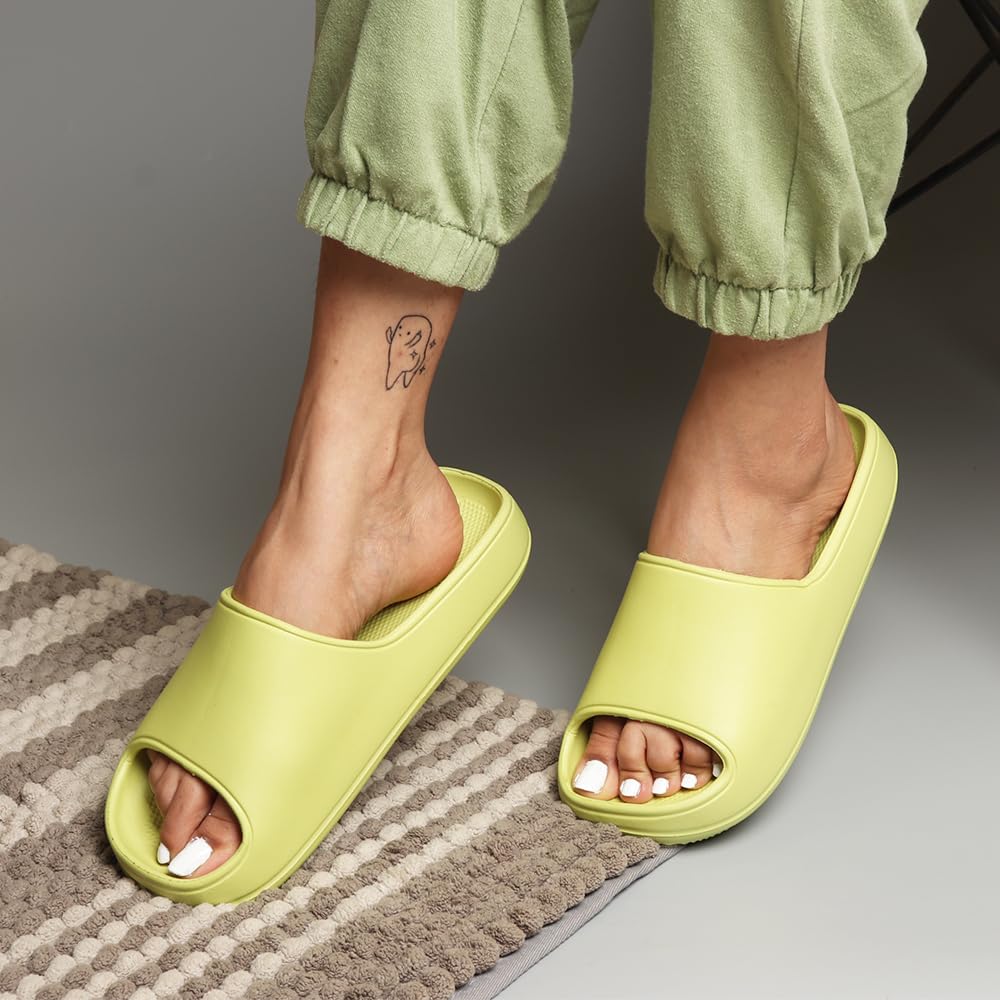 Indifeet Casual Sliders for Women - Neon Green - Image 9