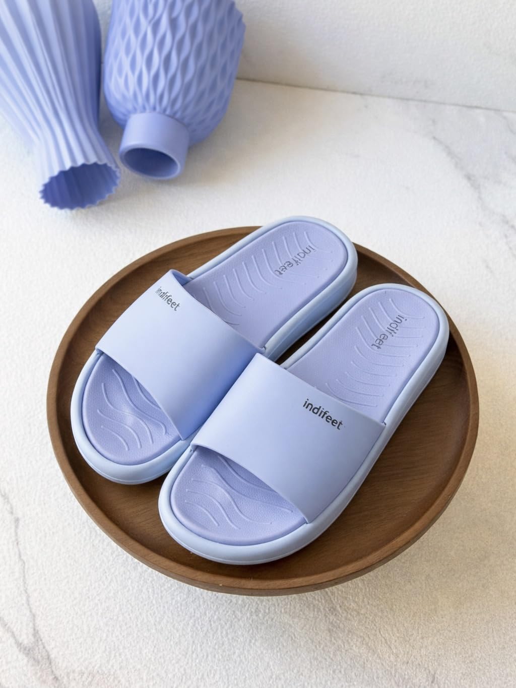 Indifeet Comfortable Rubber Slides for Women - Blue - View 2